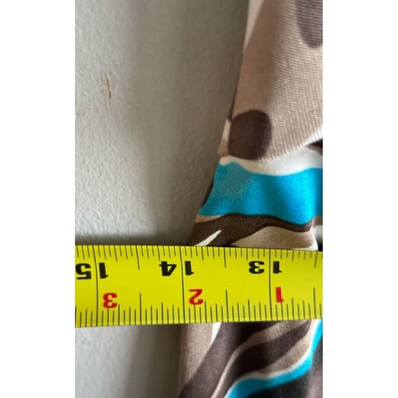 Trina Turk Womens Abstract Print Draped Silk Dress Blue Brown White Size 6 - Picture 5 of 8
